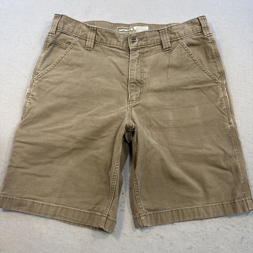 Carhartt Men's Loose Fit Canvas Cargo Shorts KHAKI Size 33 Workwear